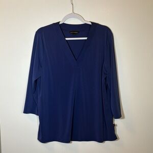 Banana Republic Women's Blue V-Neck Blouse, 3/4 Sleeve, Size Large